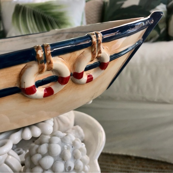 New! Paul Brent Nautical Nantucket Ceramic Boat Dish - Picture 2 of 11
